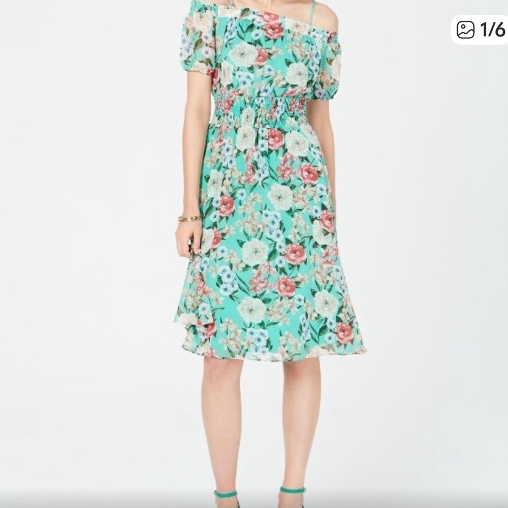 INC International Concepts Green Floral Midi Dress